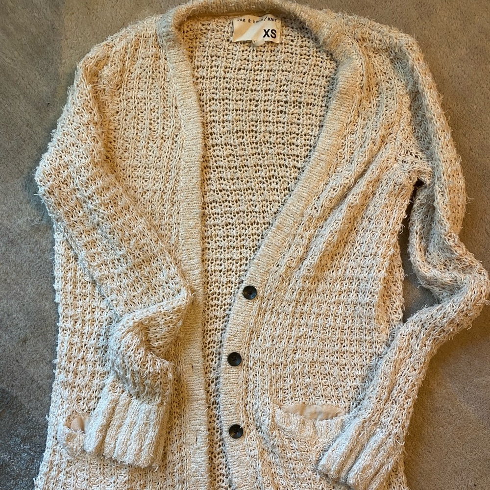 Rag and bone long creme cardigan